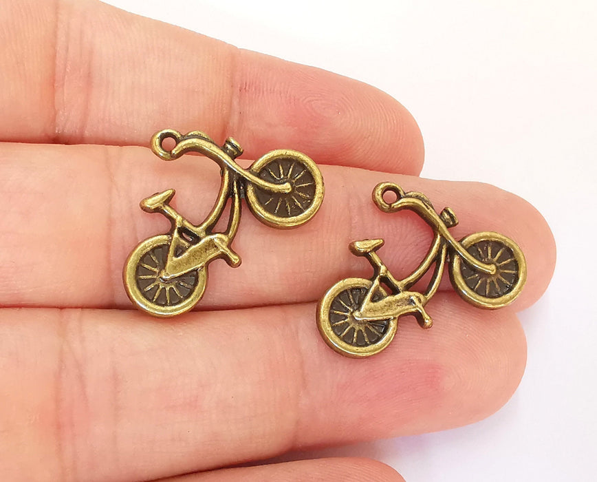 10 Bicycle Charms Antique Bronze Plated Charms (26x18mm)  G22280