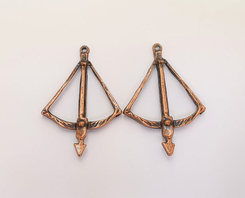 4 Crossbow Charms Antique Copper Plated Charms (41x26mm)  G22281