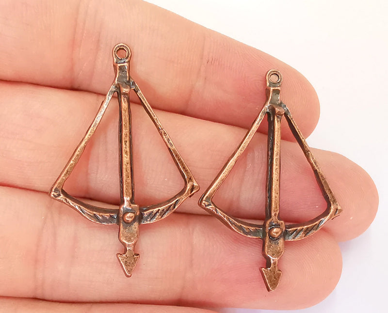 4 Crossbow Charms Antique Copper Plated Charms (41x26mm)  G22281