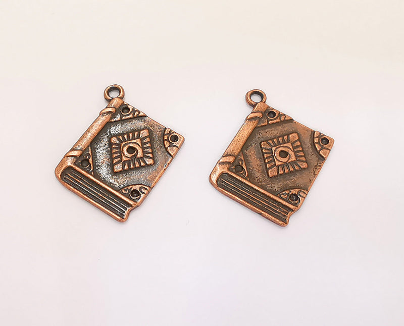 4 Book Charms Antique Copper Plated Charms (26x18mm)  G22283