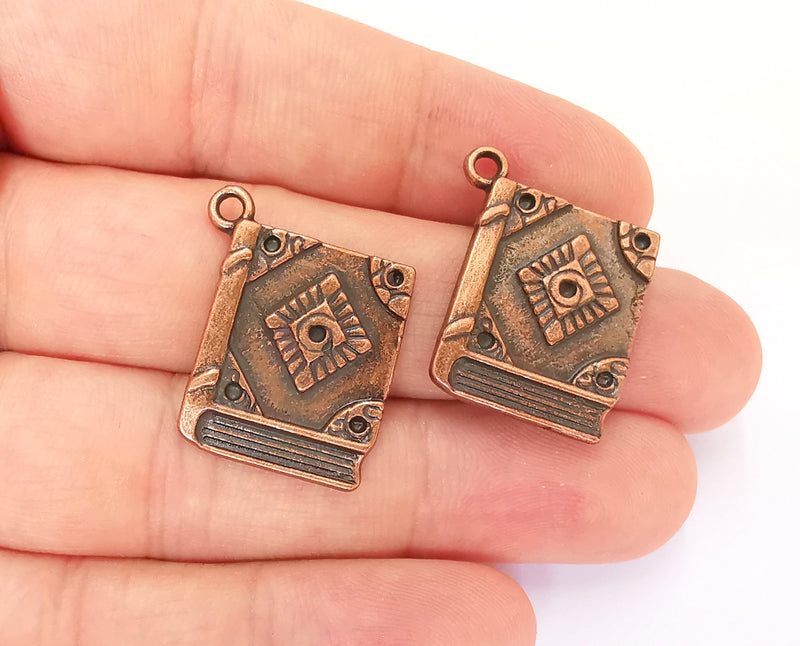 4 Book Charms Antique Copper Plated Charms (26x18mm)  G22283