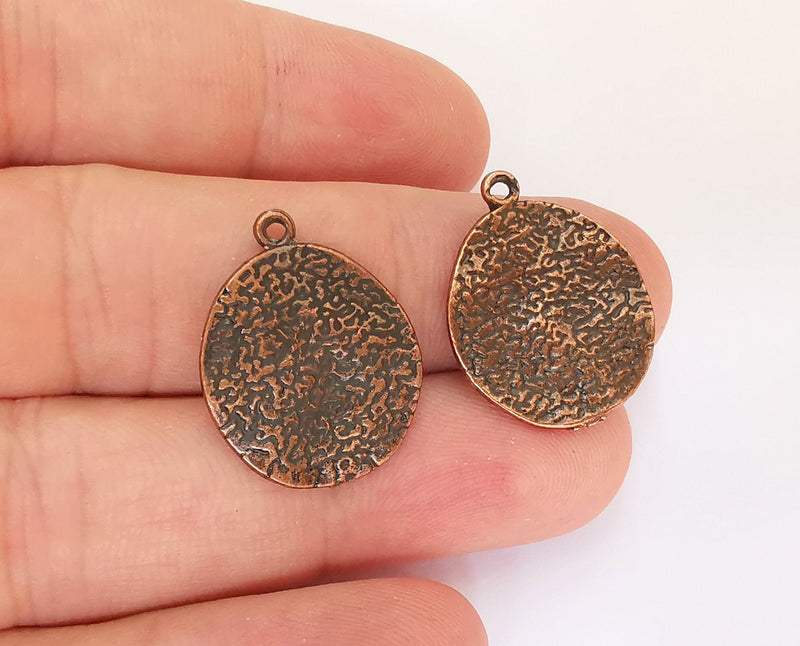 5 Hammered Charms Antique Copper Plated Charms (24x19mm) G22285