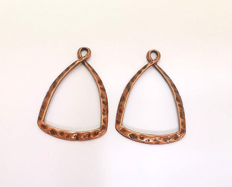 4 Copper Hammered Charms Antique Copper Plated Charms (37x24mm) G28502