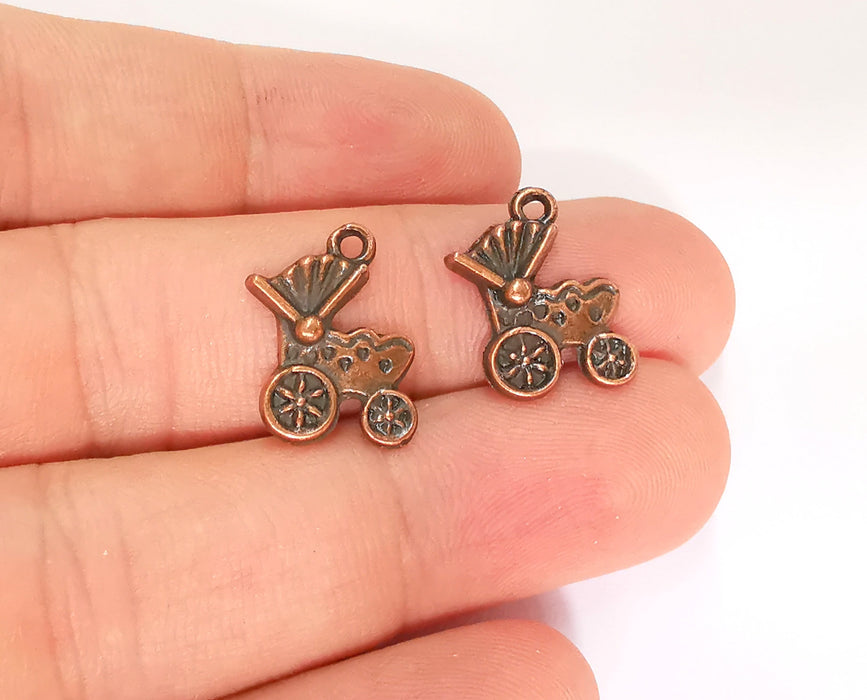 10 Baby Stroller Antique Copper Plated Charms (18x13mm)  G22288