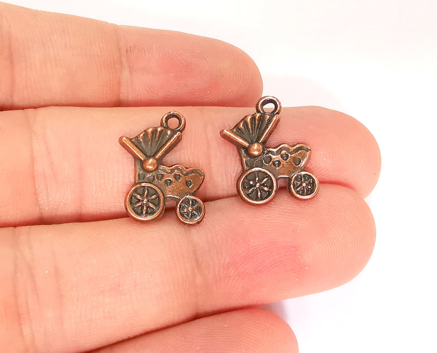 10 Baby Stroller Antique Copper Plated Charms (18x13mm)  G22288