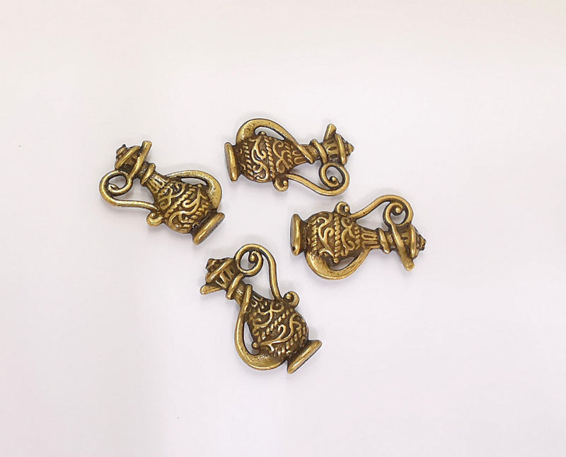 10 Persian Coffee Pod Double Sided Antique Bronze Plated Charms (17x10mm)  G22289