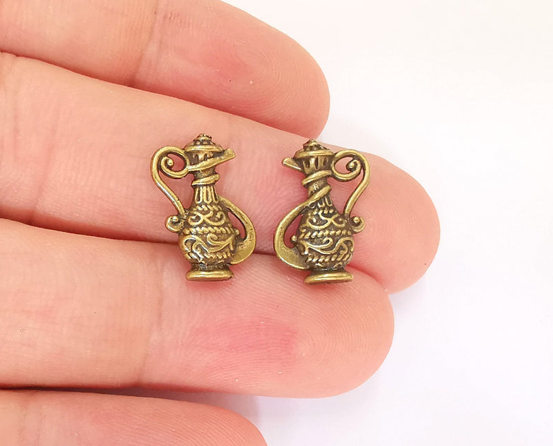 10 Persian Coffee Pod Double Sided Antique Bronze Plated Charms (17x10mm)  G22289