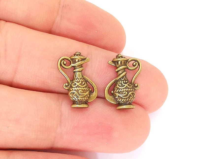 10 Persian Coffee Pod Double Sided Antique Bronze Plated Charms (17x10mm)  G22289