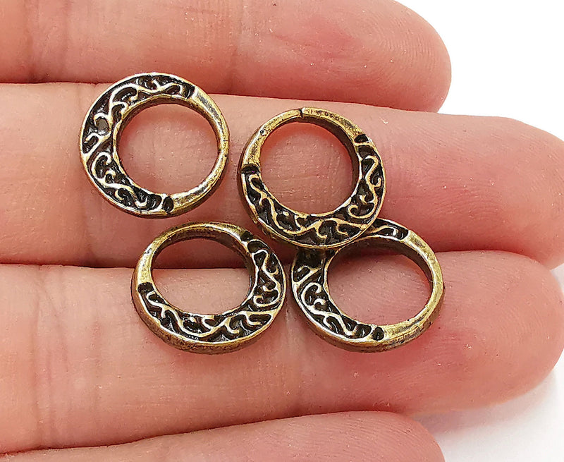 5 Antique Bronze Double Side (Both Side Same) Charms Antique Bronze Plated Charms (16mm)  G23909