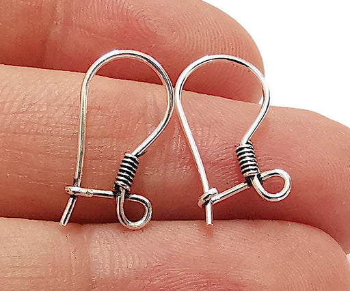 4 Oxidized Sterling Silver Earring Hook 4 Pcs (2 pairs) 925 Silver Earring Wire Findings (20mm) G30353