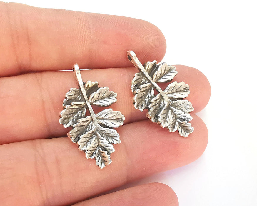 4 Leaf Charms Antique Silver Plated Charms (32x19mm) G22306