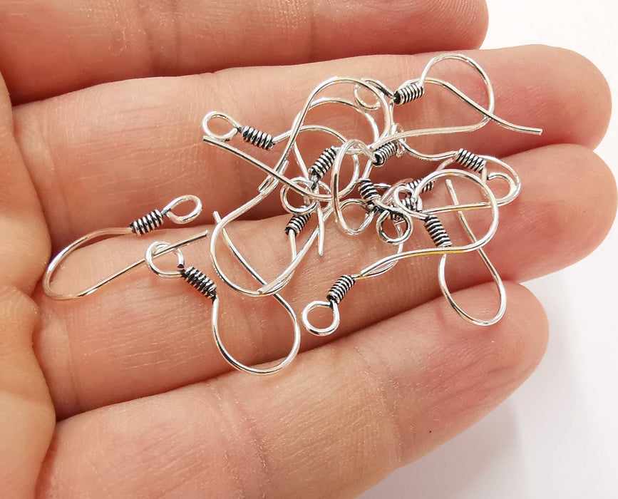 4 Oxidized Sterling Silver Earring Hook 4 Pcs (2 pairs) 925 Silver Earring Wire Findings (20mm) OG21720