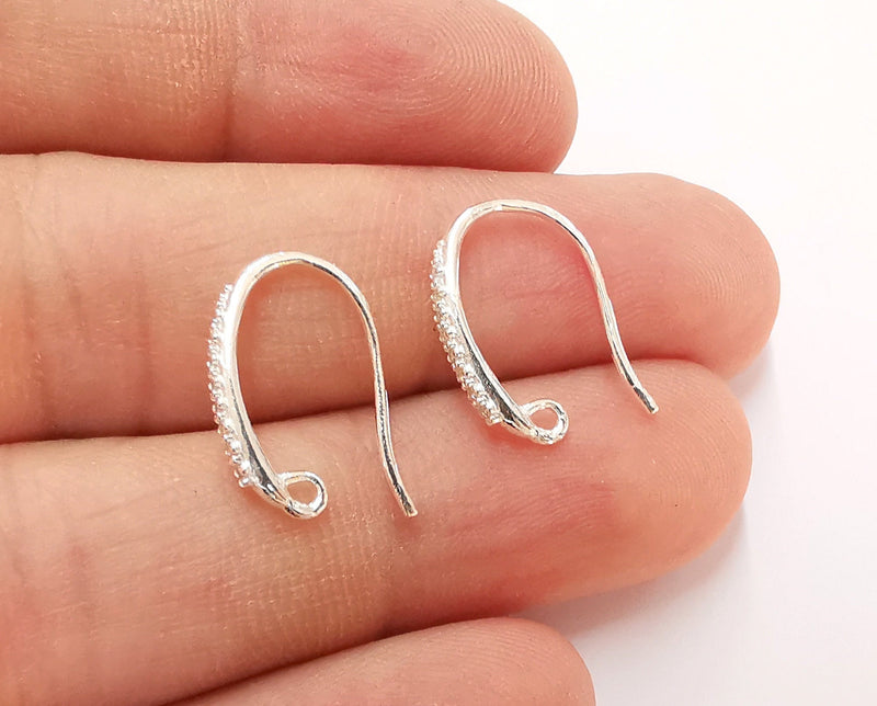 2 Sterling Silver Earring Hook 2 Pcs (1 pair) 925 Silver Earring Loop Findings Zircon Earring Hooks (18mm) G30105