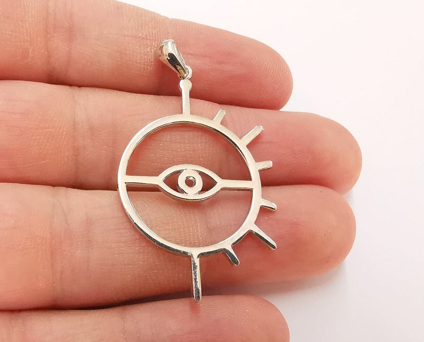 Sterling Silver Eye Pendant 925 Silver Pendant , Charms (48x28mm) ARG21722