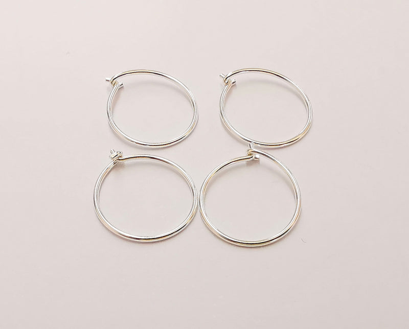 4 Sterling Silver Earring Hoop Wire 4 Pcs (2 pairs) 925 Silver Earring Hoop Findings Earring Clasp (16x14mm) G30056