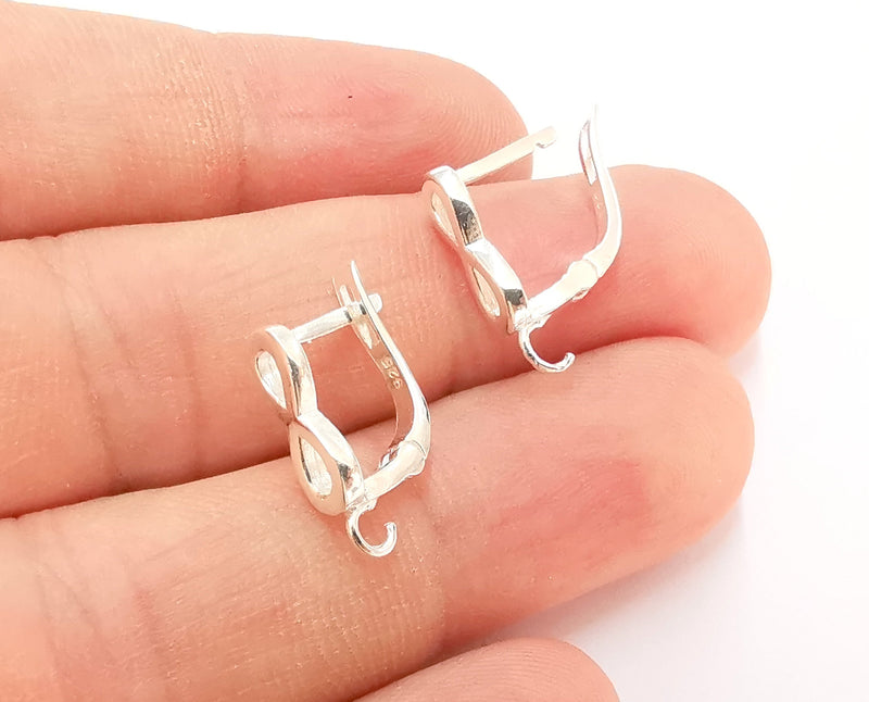 2 Sterling Silver Infinity Earring Hook 2 Pcs (1 pair) 925 Silver Earring Findings (17x5mm) OG21727