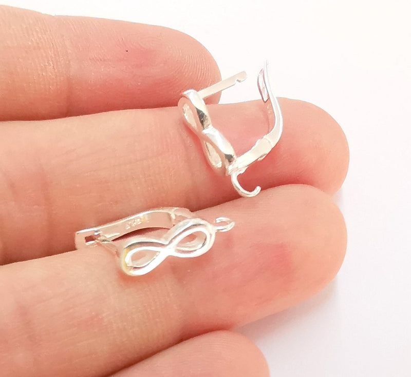 2 Sterling Silver Infinity Earring Hook 2 Pcs (1 pair) 925 Silver Earring Findings (17x5mm) OG21727