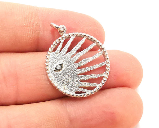 Sterling Silver Sun Charms Eye Charms 925 Silver Charms ,  Pendant (30x23mm) AG21729