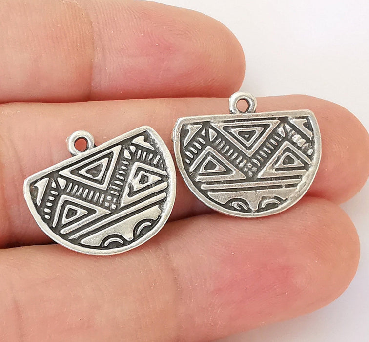 5 Silver Ethnic Charms Antique Silver Plated Charms (21x18mm)  G22329