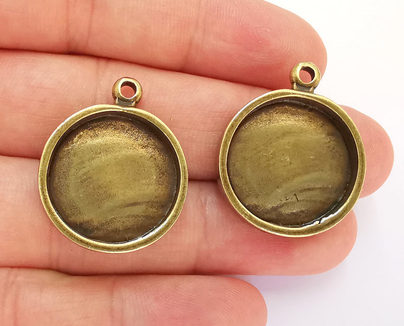 Pendant Blank Antique Bronze Base inlay Blank Resin Bezel Mosaic Mountings Antique Bronze Plated Pendant (22 mm blank )  G22347