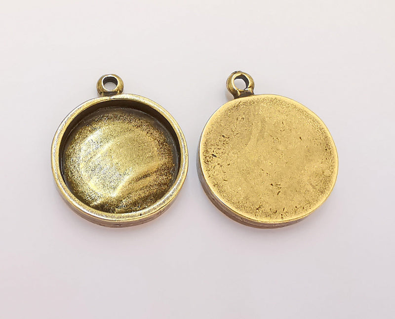 Pendant Blank Antique Bronze Base inlay Blank Resin Bezel Mosaic Mountings Antique Bronze Plated Pendant (22 mm blank )  G22347