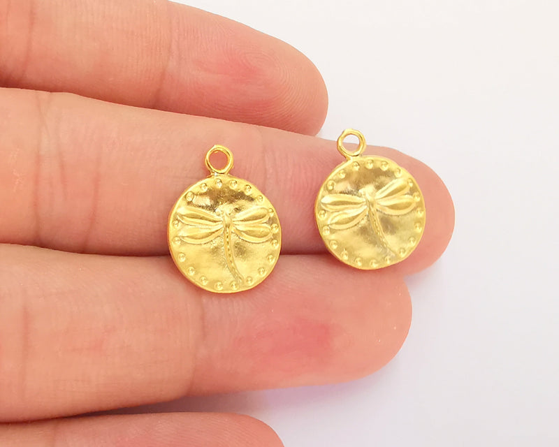 4 Dragonfly Charms Gold Plated Charm (18x14mm) G22348