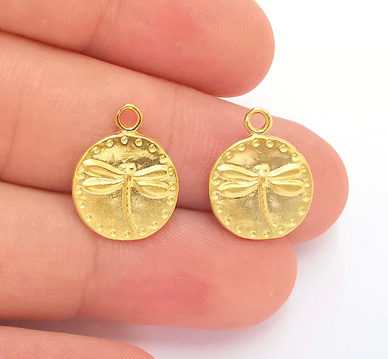 4 Dragonfly Charms Gold Plated Charm (18x14mm) G22348