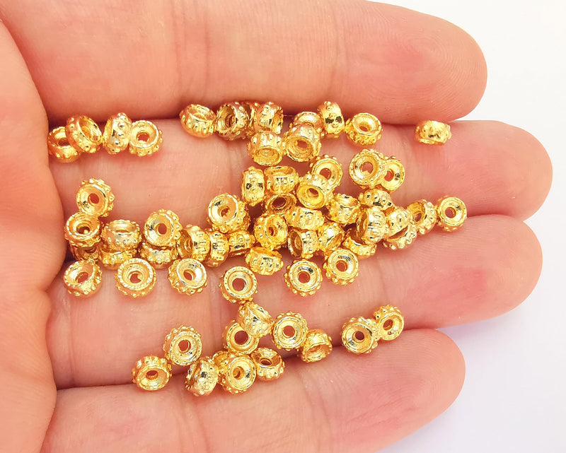 20 Rondelle Beads 24K Shiny Gold Plated Beads (6mm)  G22357