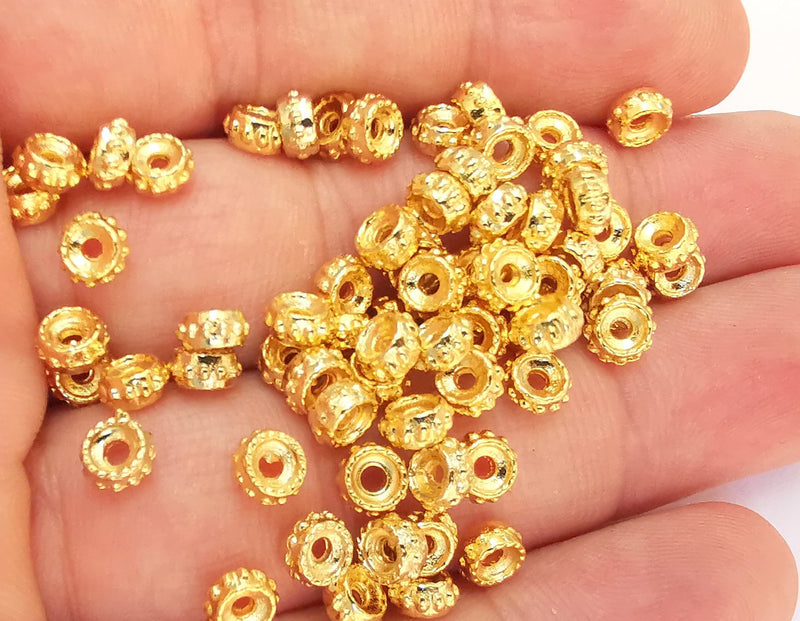 20 Rondelle Beads 24K Shiny Gold Plated Beads (6mm)  G22357