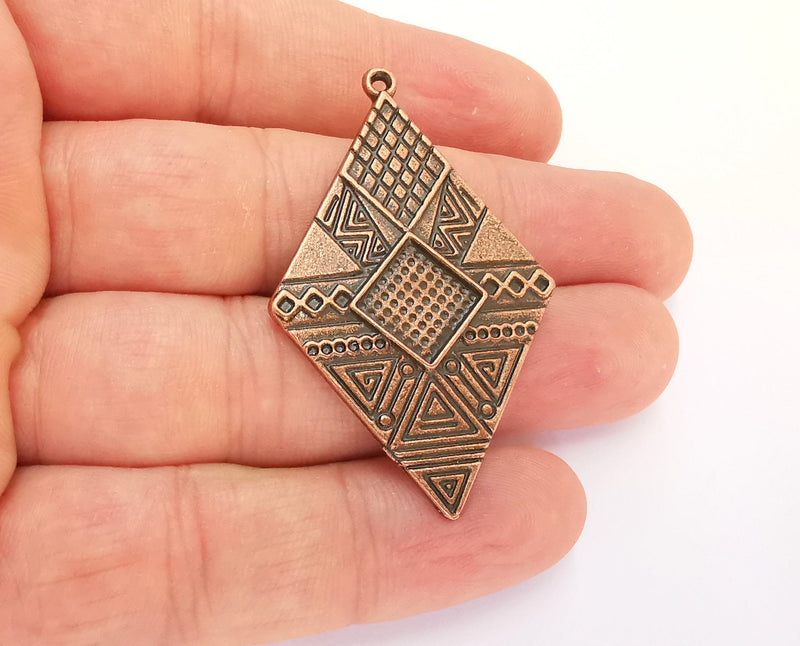 2 Copper Charms Blank Antique Copper Plated Charms 52x33mm Blank Size (10mm)  G22361