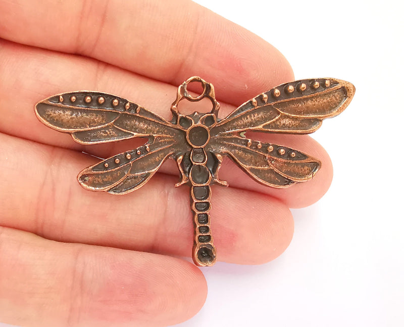 Dragonfly Pendant Large Pendant Antique Copper Plated Pendant (67x40mm)  G22363
