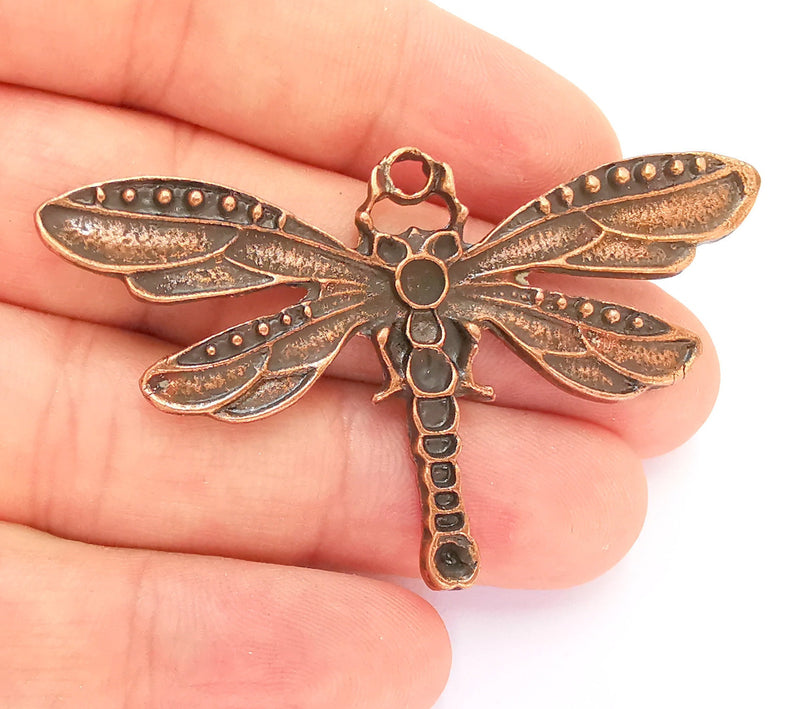 Dragonfly Pendant Large Pendant Antique Copper Plated Pendant (67x40mm)  G22363