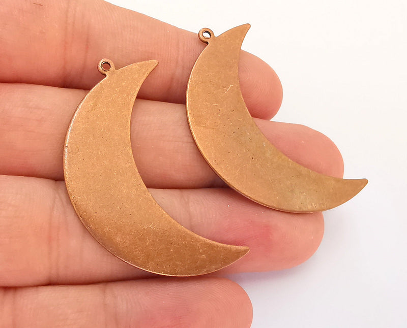 10 Crescent Charm Antique Copper Plated Brass Charm (47x14 mm) G22362