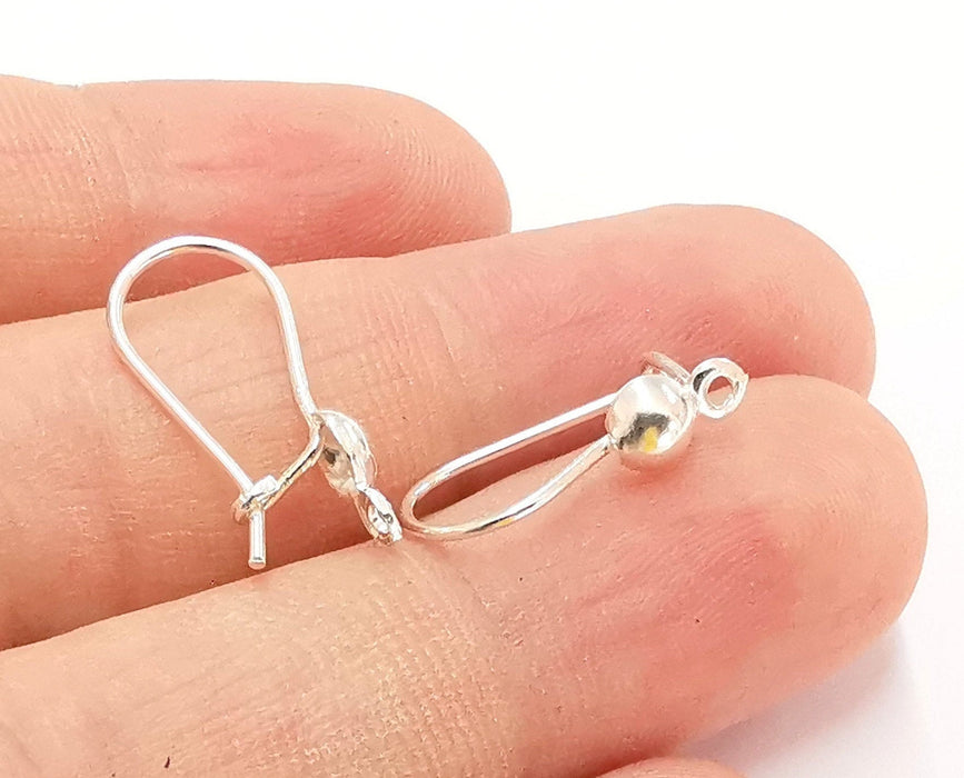 4 Sterling Silver Earring Hook 4 Pcs (2 pairs) 925 Silver Earring Wire Findings (20mm) G30071