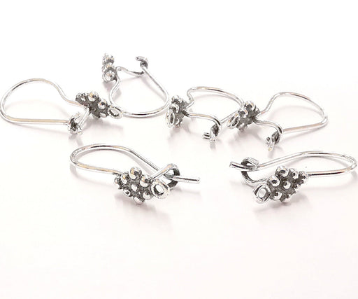 4 Sterling Silver Earring Hook 4 Pcs (2 pairs) 925 Antique Silver Earring Wire Findings Oxidized Silver Earring Hook (20mm) G30235