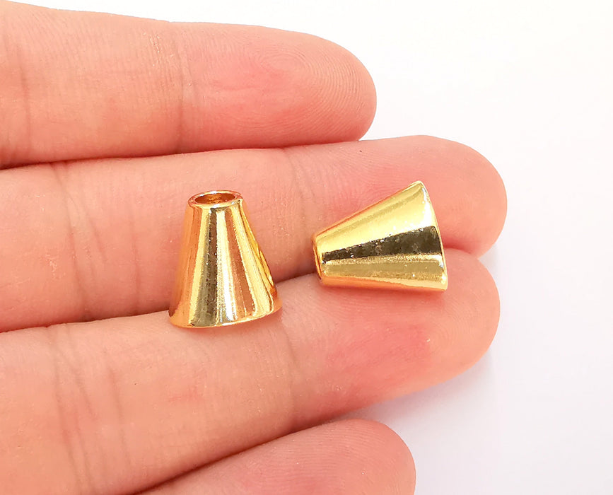 4 Oval Cones Findings  24K Shiny Gold Plated Findings (14x13mm)  G22379