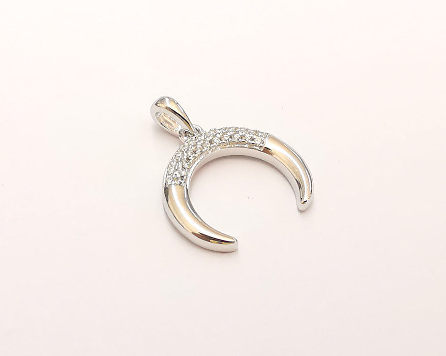 Sterling Silver Crescent Pendant 925 Silver Charms , Crescent Charms (20x17mm) EG21757