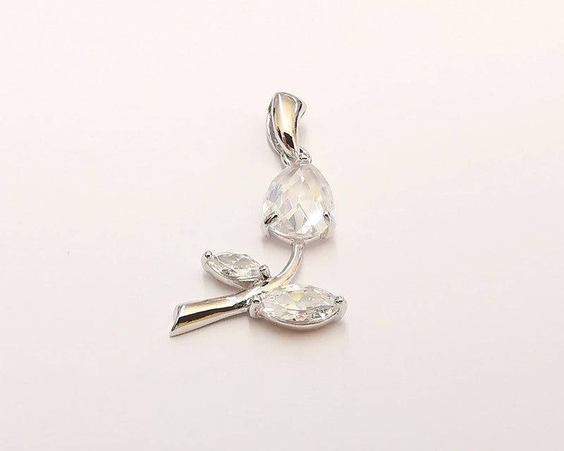 Sterling Silver Flower Pendant 925 Silver Charms , Flower Charms (29x14mm) EG21759