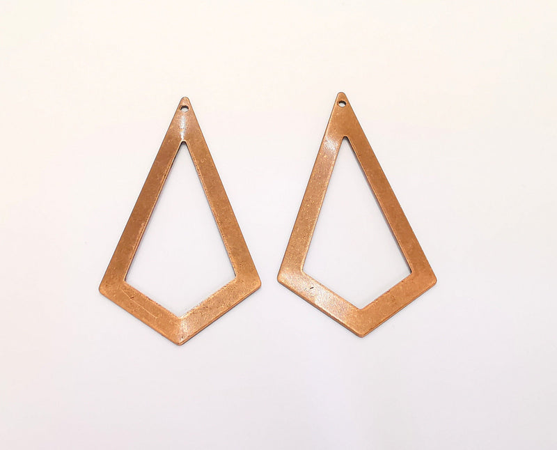 2 Geometric Charms Antique Copper Plated Brass Charms (54x29mm) G22388