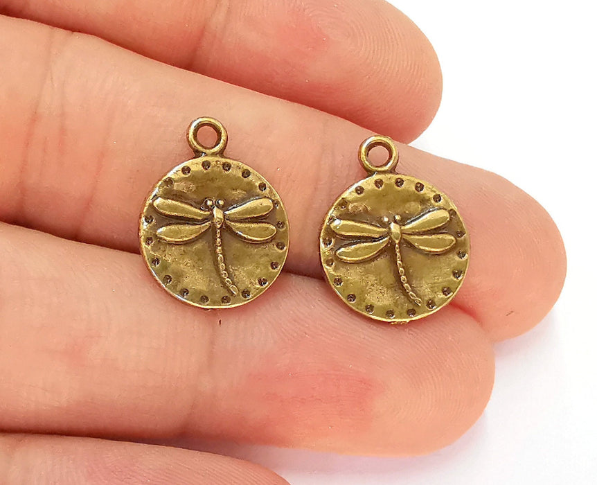 10 Dragonfly Charms Antique Bronze Plated Charm (19x15mm) G22397