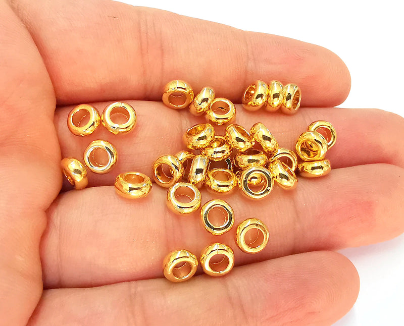 10 Rondelle Beads 24k Shiny Gold Rondelle Beads (7mm)  G22398