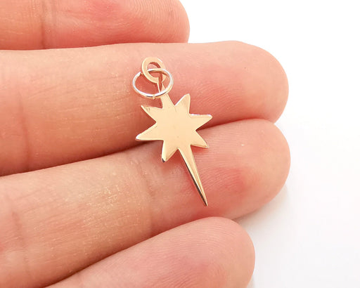 Sterling Silver Star Charms 925 Rose Gold Plated Silver Pendant  (25x15mm) G30237