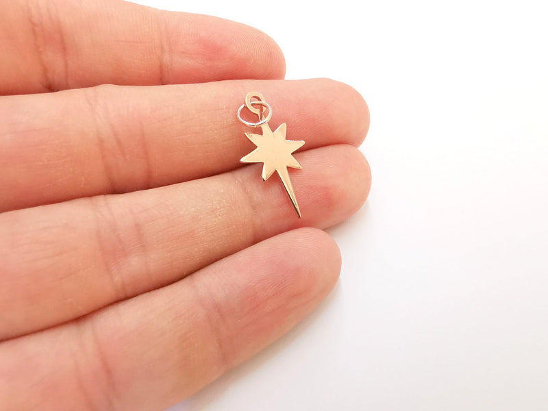 Sterling Silver Star Charms 925 Rose Gold Plated Silver Pendant  (25x15mm) G30237