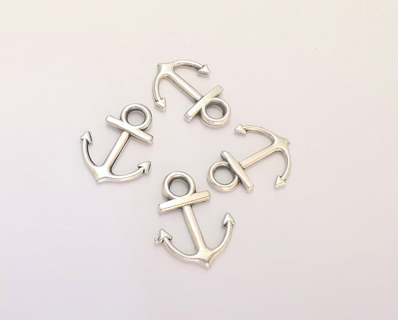 10 Anchor Charms Antique Silver Plated Charms (18x14mm) G22402