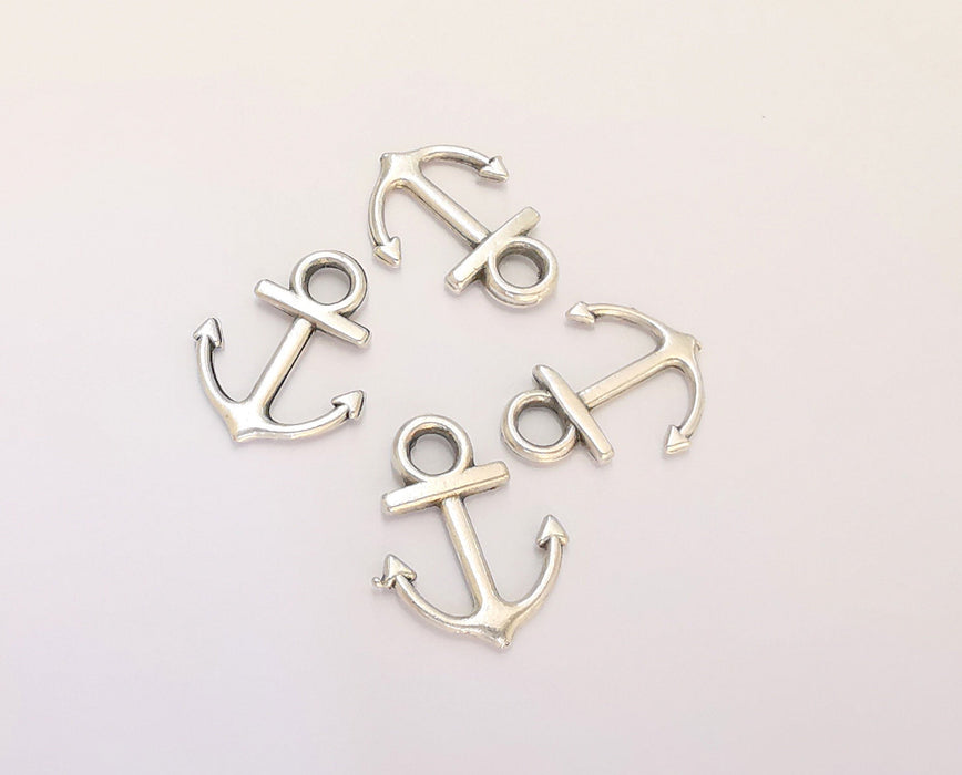 10 Anchor Charms Antique Silver Plated Charms (18x14mm) G22402