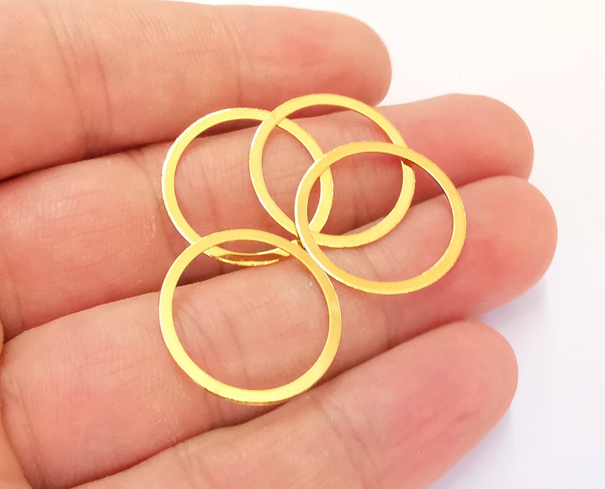 8 Circle Findings 24k Shiny Gold Plated Brass Findings , Nickel free and Lead free (22mm)  G21788