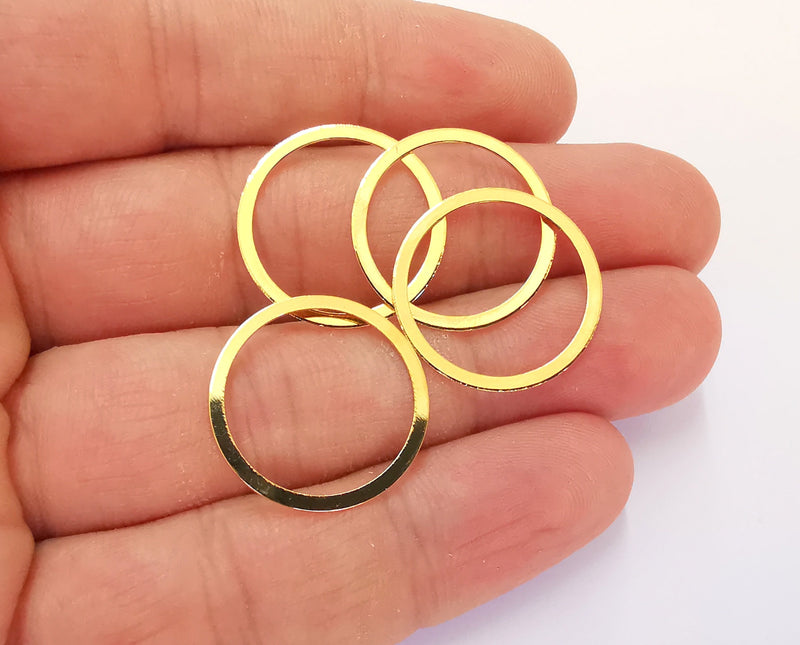 8 Circle Findings 24k Shiny Gold Plated Brass Findings , Nickel free and Lead free (22mm)  G21788
