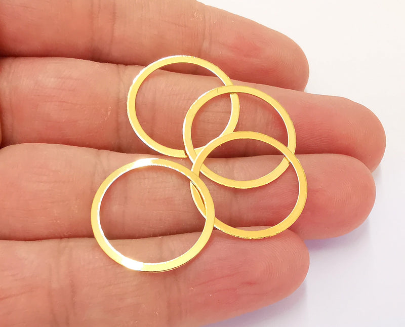 8 Circle Findings 24k Shiny Gold Plated Brass Findings , Nickel free and Lead free (22mm)  G21788
