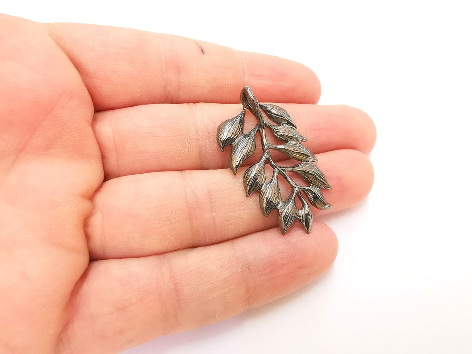 Sterling Silver Leafy Branch Pendant Oxidized Plated Silver and Rose Gold Plated Pendant ,925 Silver Pendant (40x22mm) AG21804