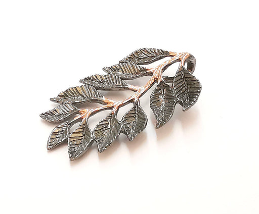 Sterling Silver Leafy Branch Pendant Oxidized Plated Silver and Rose Gold Plated Pendant ,925 Silver Pendant (40x22mm) AG21804